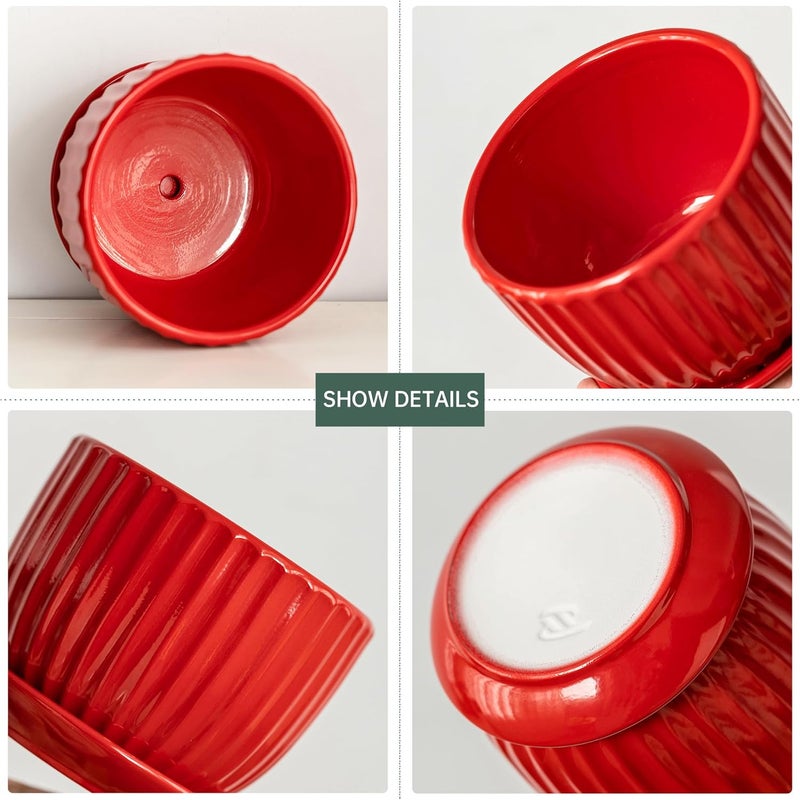 Ton Sin Ceramic Plant Pots - 4/5/6 Inch Red Planters Set of 3 with Drainage Holes and Saucer - Indoor Flower Pots for Plants Ceramic Planters for Indoor Gardening Succulent Pots - Image 4